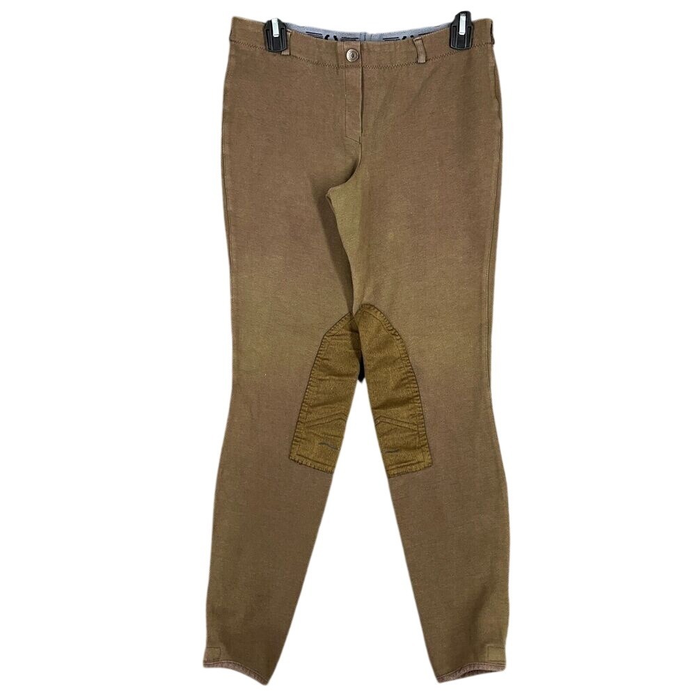 TuffRider Lowrise Breeches Chocolate Brown Knee Patch Equestrian Riding 28 Women